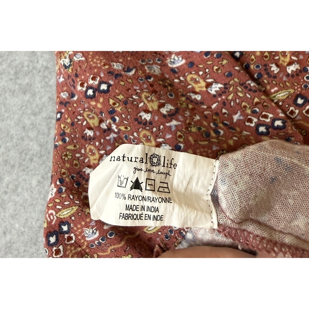 Natural Life V-Neck Tiered Tunic Mini Dress ~ Floral Ditsy Button Down Boho L/XL - Picture 5 of 8